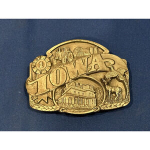 Vintage 1992 Iowa State Belt Buckle Siskiyou Pewter